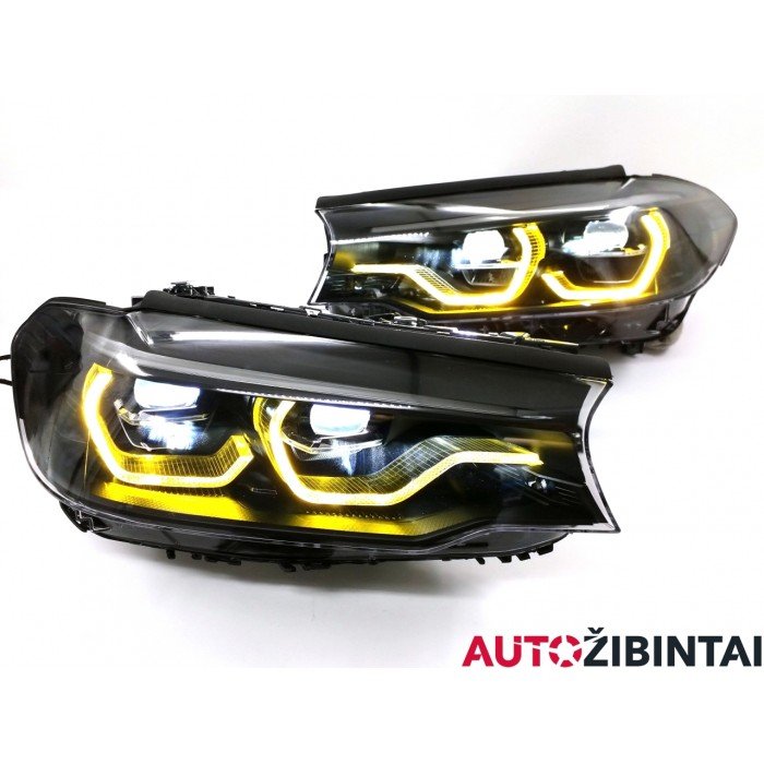 BMW 5 Series (G30, F90) Priekinių žibintų komplektas juodu vidum (8499121)