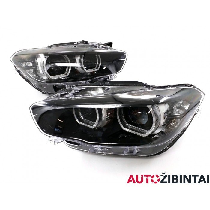 BMW 1 Series (F20) Priekinių žibintų komplektas juodu vidum (8492455)